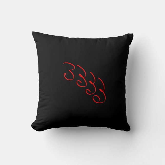 Abstract Art Minimalistic Red 3 Lines Cushion (Front)
