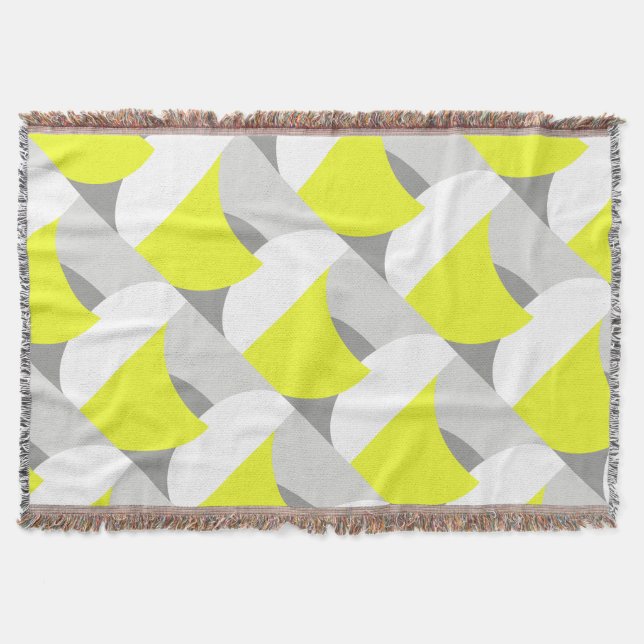 Abstract Art Minimalistic Yellow Grey Blanket (Front)