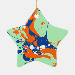 Abstract Art Mint Green Modern Art paint splash Ceramic Ornament