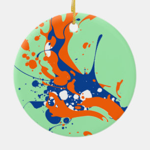 Abstract Art Mint Green Modern Art paint splash Ceramic Ornament