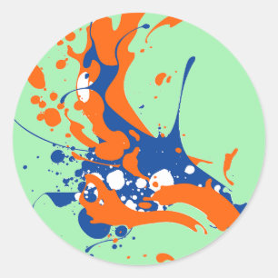 Abstract Art Mint Green Modern Art paint splash Classic Round Sticker
