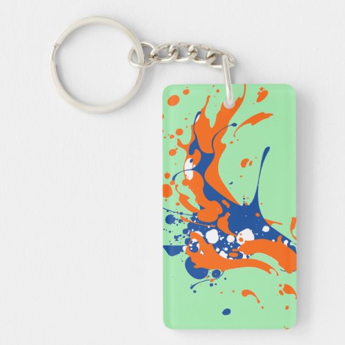 Abstract art mint green modern art paint splash keychain