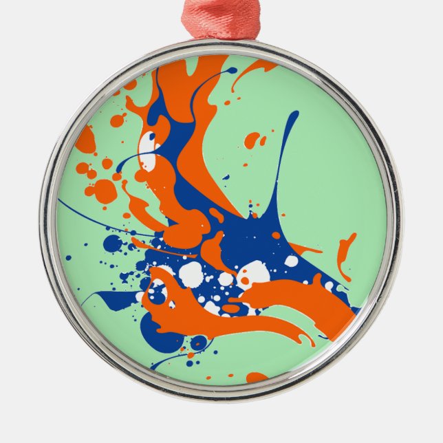Abstract Art Mint Green Modern Art paint splash Metal Ornament (Front)