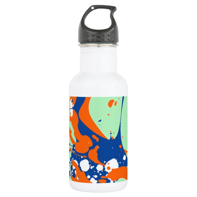 Abstract Art Mint Green Modern Art paint splash Water Bottle (Front)
