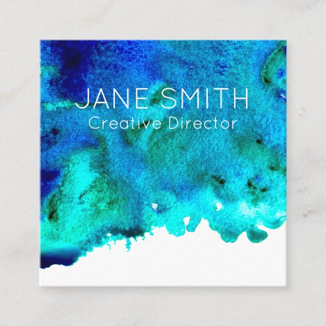 Abstract art modern colorful creative industry square business card (Front)
