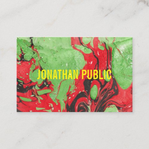 Abstract Art Modern Elegant Red Green Template Business Card