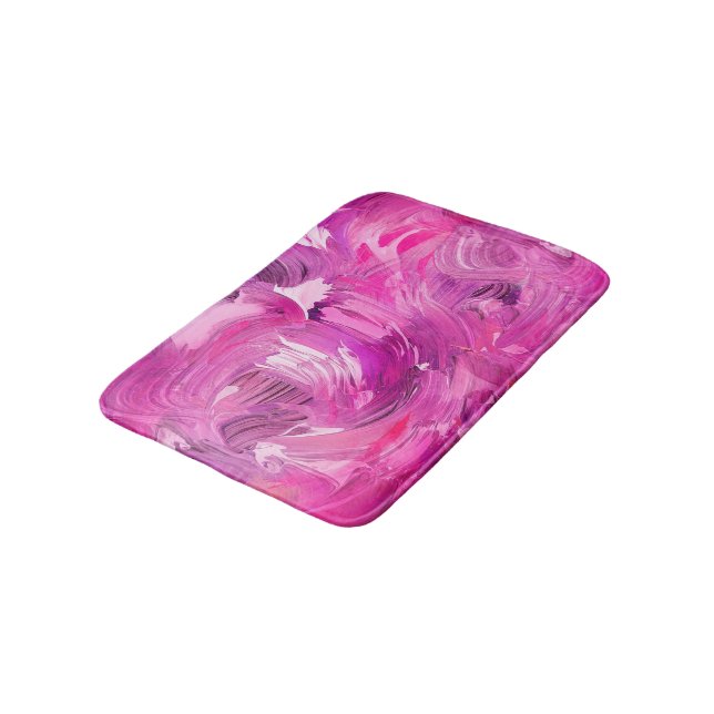 Abstract Art Modern Purple Pink White Bath Mat (Angled)