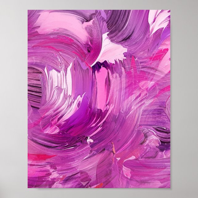Abstract Art Modern Purple Pink White Poster (Front)