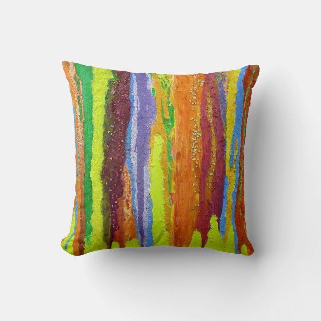 Abstract Art Modern stripe paint drip Throw Pillow (Front)