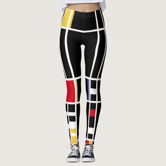 Abstract Art Mondrian "Trafalgar Square" negative Leggings (Front)