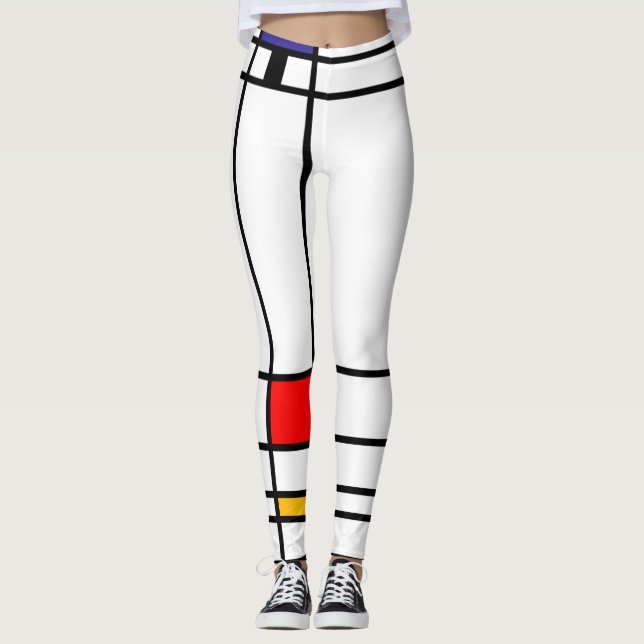 Abstract Art Mondrian "Trafalgar Square" squared Leggings (Front)