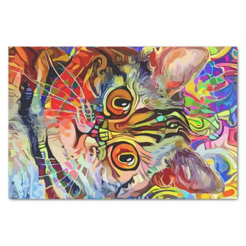 Abstract Art Mosaic Cat Decoupage Tissue Paper