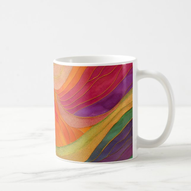 Abstract Art mug with orange, green, red colors (Right)