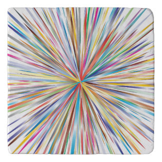 Abstract Art Multi-color Burst Stone Trivet