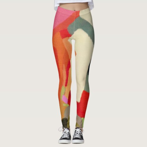 Abstract Art multi color pattern geometry elegant  Leggings