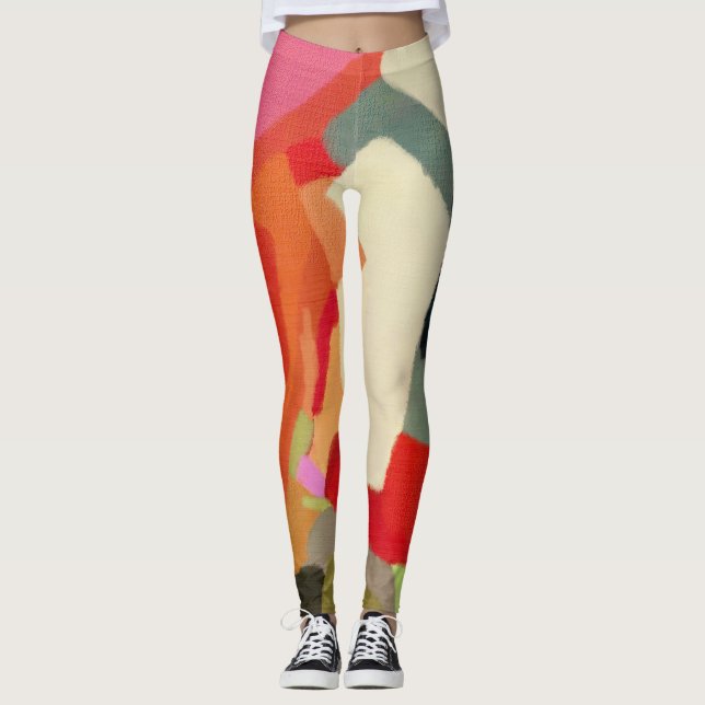 Abstract Art multi color pattern geometry elegant  Leggings (Front)