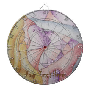 abstract art multicolored pink posing lady retro dartboard with darts