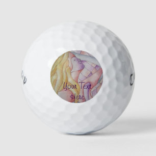 abstract art multicolored pink posing lady retro golf balls