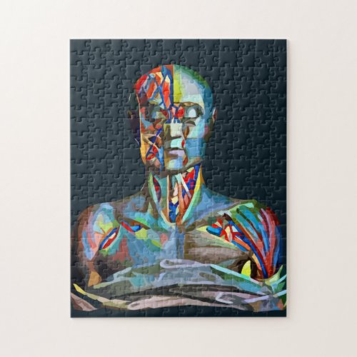 Abstract Art Muscle Anatomy Man Colorful Jigsaw Puzzle