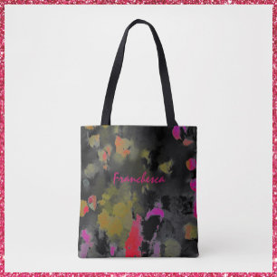 Abstract Art Noir Black Pink and Gold Tote Bag