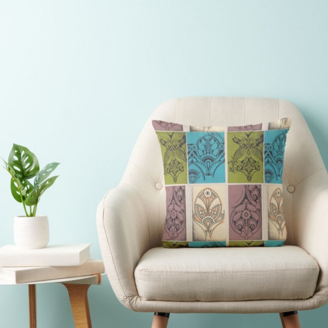 Abstract art nouveau Christopher dresser art Throw Pillow (Creator Uploaded)