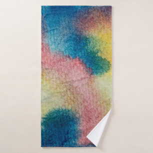 Abstract art of colorful bright ink and watercolor bath towel