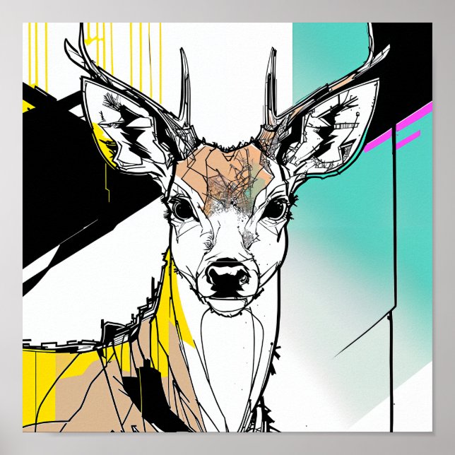 Abstract art of deer poster (Front)