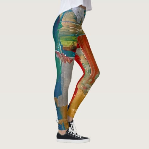 Abstract art on active wear pants leggings