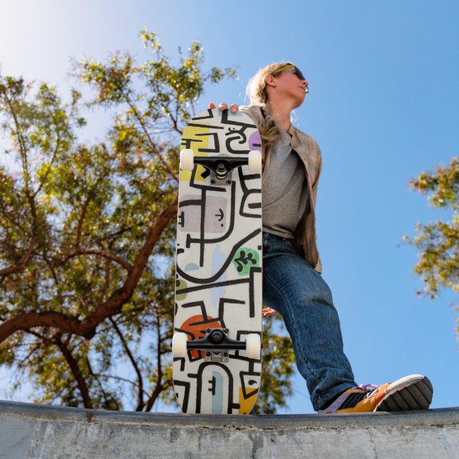 Abstract Art on Wheels by Paul Klee Skateboard (Outdoor 1)