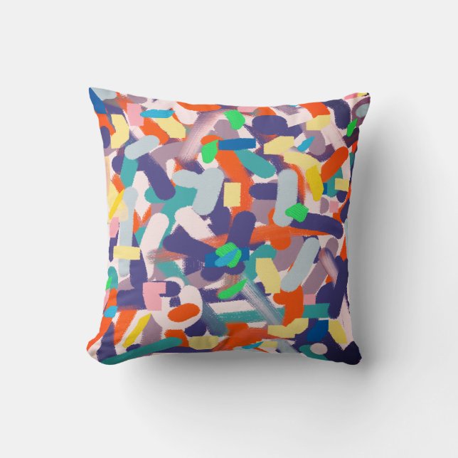 Abstract Art Paint Brushes Positive Vibes Cushion (Front)