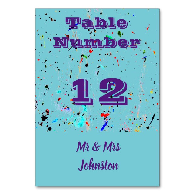 Abstract Art Paint Splashes and Spots Table Number (Front)