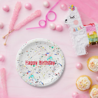 Abstract Art Paint Splashes Custom Paper Plates
