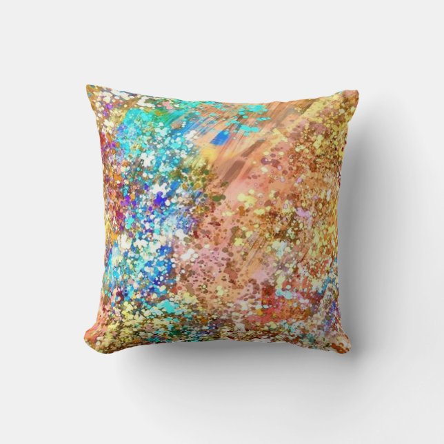 Abstract Art Paint splatters and Flicks Throw Pillow (Front)
