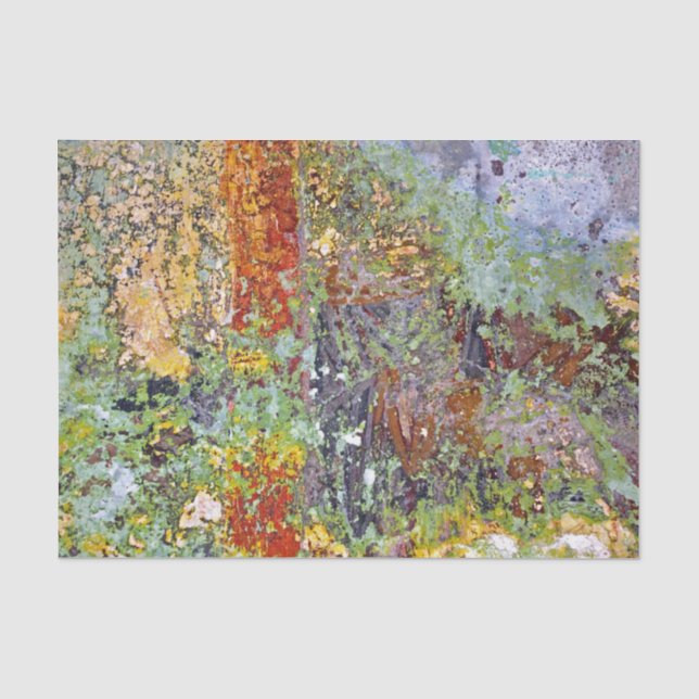 Abstract Art Painting Green Yellow Decoupage Tissue Paper (Front)