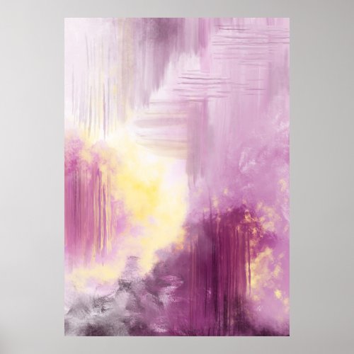 Abstract art painting print original purple yellow