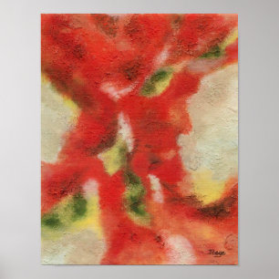 Abstract Art Painting Red Orange Yellow Texture Poster