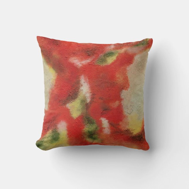Abstract Art Painting Red Orange Yellow Texture Throw Pillow (Front)