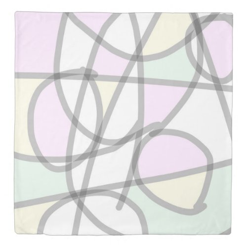 Abstract Art Pale Beige Coral Pink Yellow Duvet Cover