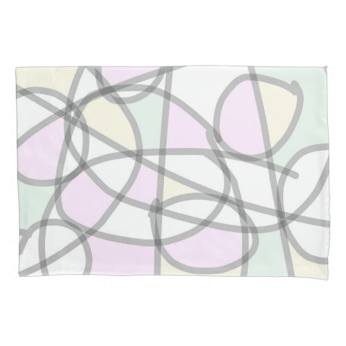 Abstract Art Pale Beige Coral Pink Yellow Pillow Case