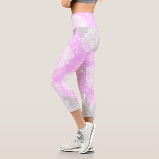 Abstract Art Pale Pastel Pink Grey Minimalism Capri Leggings (Left)