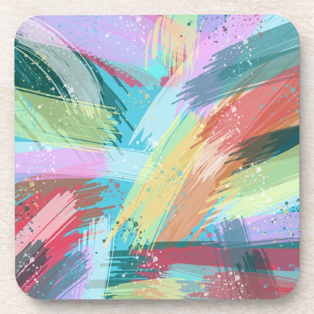 Abstract Art Pastel Beverage Coaster (Front)
