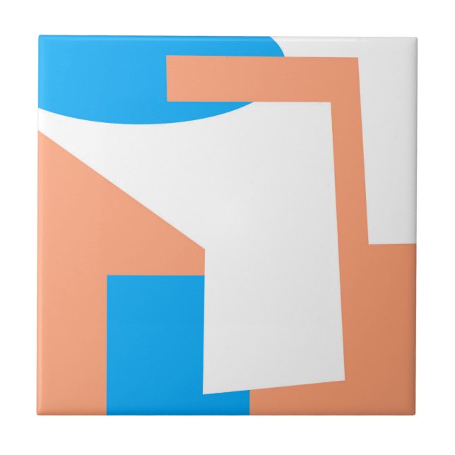 Abstract Art Pastel Coral Lavender Blue Ceramic Tile (Front)