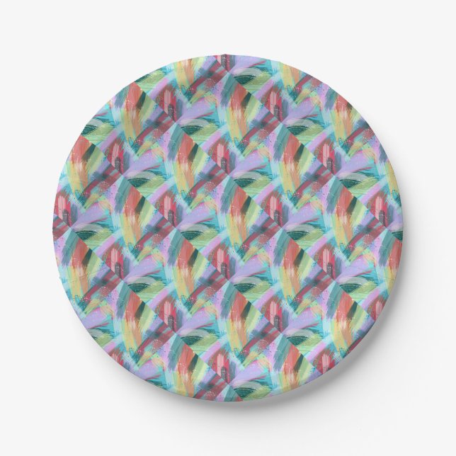 Abstract Art Pastel Paper Plates (Front)