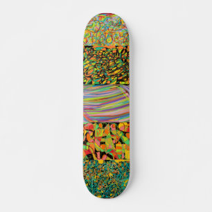 abstract art patchwork retro skateboard