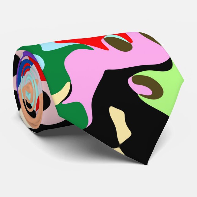 Abstract Art Pattern Design Neck Tie (Rolled)