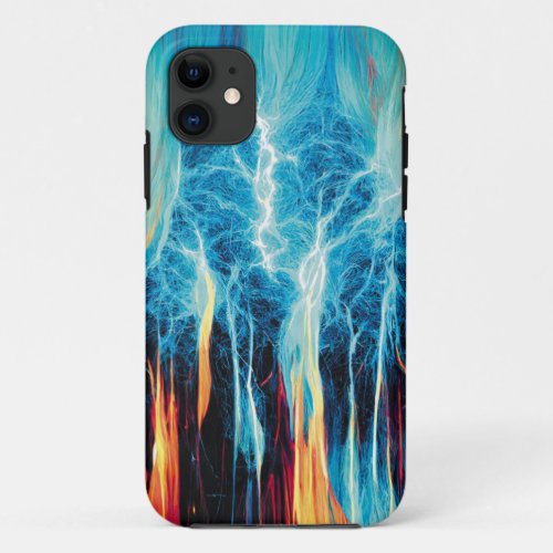 Abstract Art Pattern Red and Blue Electric Energy iPhone 11 Case