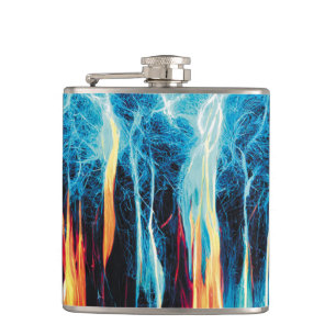 Abstract Art Pattern Red and Blue Electric Energy Flask