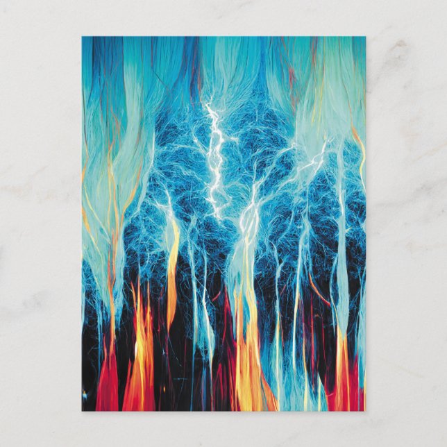 Abstract Art Pattern Red and Blue Electric Energy Postcard (Front)