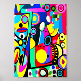 Abstract Art Piece Featuring Bold Colors Arranged Poster