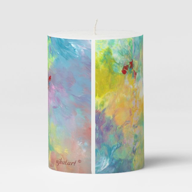 Abstract Art Pillar Candle (Back)